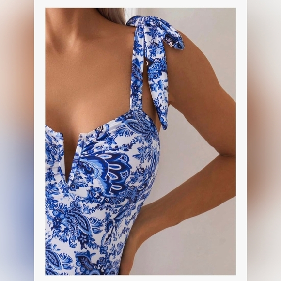 Floral Boho Tie Shoulder Swimsuit #1073 NWOT - Picture 7 of 9